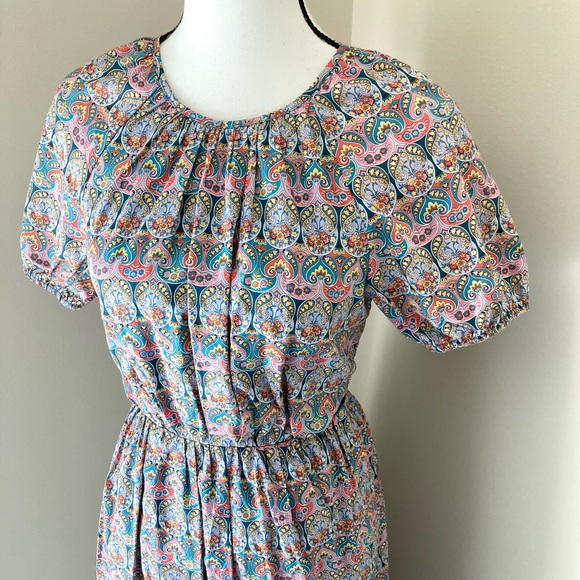J CREW LIBERTY Fabric CUTOUT ORGANIC COTTON GIORGIA DUKE PRINT Midi DRESS Size 6 - Picture 6 of 15